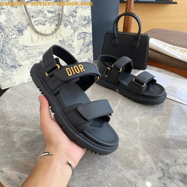 Replica Dior Dioract Slide Sandals In Black Lambskin 19