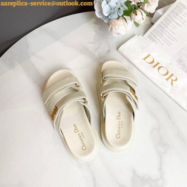 Replica Dior Dioract Slide Sandals In White Lambskin 10