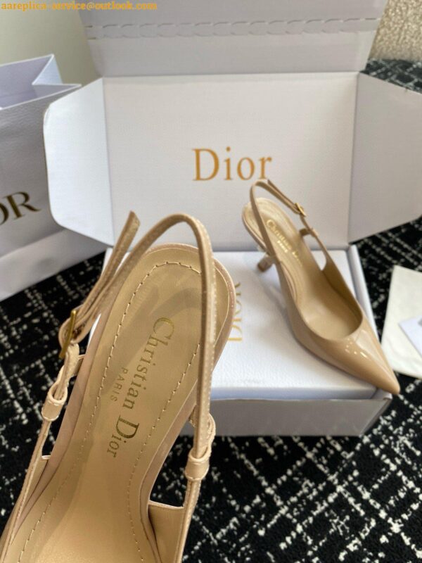 Replica Dior Tribales Pumps Slingback 80mm in Nude Patent Calfskin 6