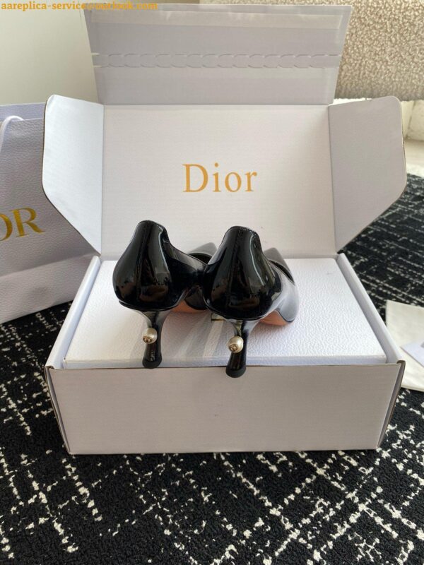 Replica Dior Tribales Pumps Slingback 80mm in Black Patent Calfskin 12