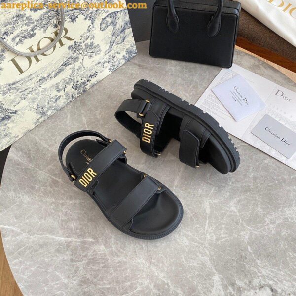 Replica Dior Dioract Slide Sandals In Black Lambskin 20