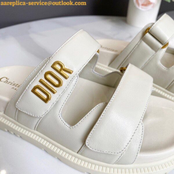 Replica Dior Dioract Slide Sandals In White Lambskin 9