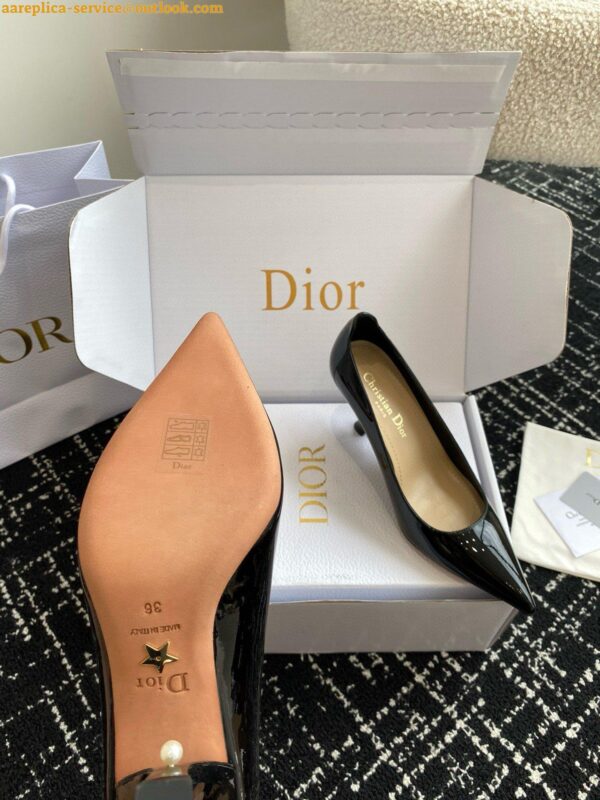 Replica Dior Tribales Pumps Slingback 80mm in Black Patent Calfskin 13