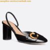 Replica Dior Tribales Pumps Slingback 80mm in Black Patent Calfskin