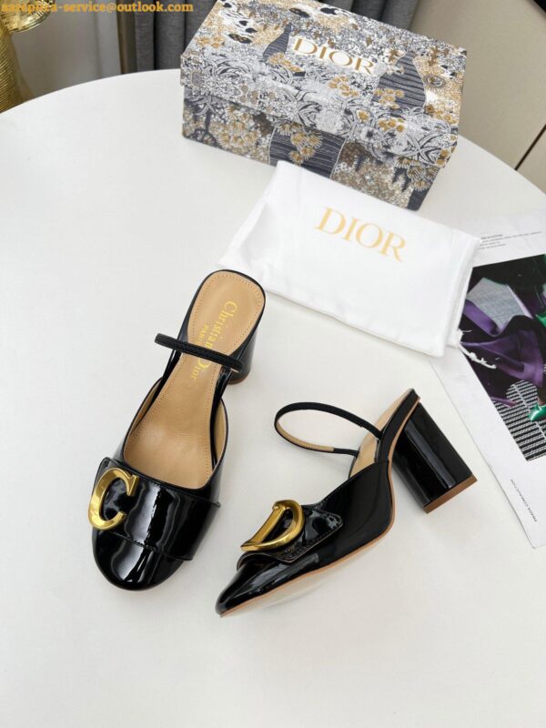 Replica Dior C'est Slingback Pumps 80MM in Black Patent Calfskin 9