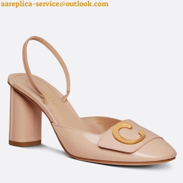 Replica Dior C'est Slingback Pumps 80MM in Nude Patent Calfskin 4