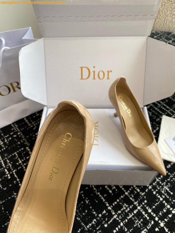 Replica Dior Tribales Pumps Slingback 80mm in Nude Patent Calfskin 19