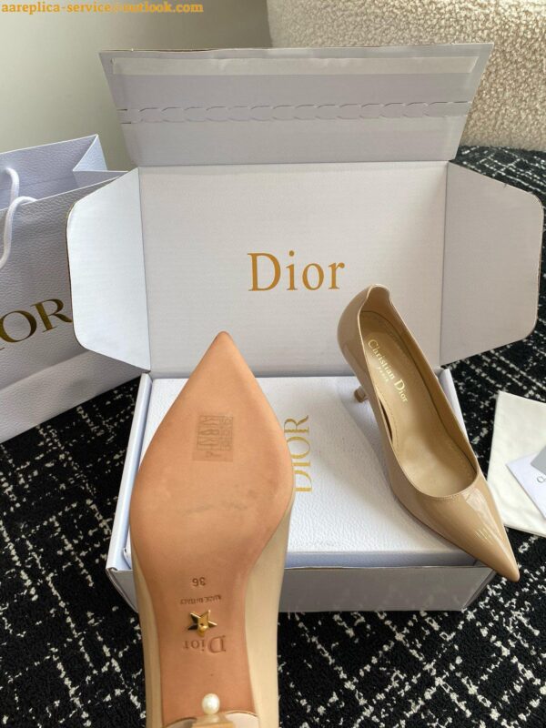 Replica Dior Tribales Pumps Slingback 80mm in Nude Patent Calfskin 21