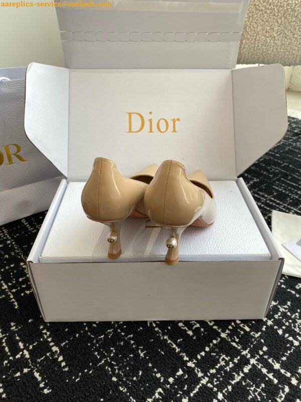 Replica Dior Tribales Pumps Slingback 80mm in Nude Patent Calfskin 22