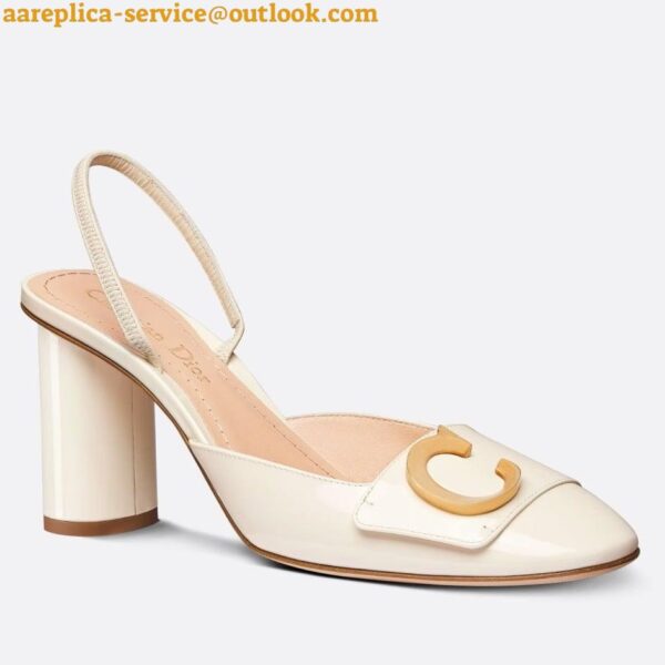 Replica Dior C'est Slingback Pumps 80MM in White Patent Calfskin 3