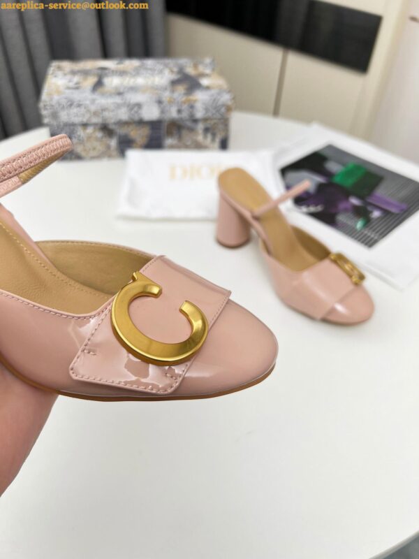 Replica Dior C'est Slingback Pumps 80MM in Nude Patent Calfskin 11