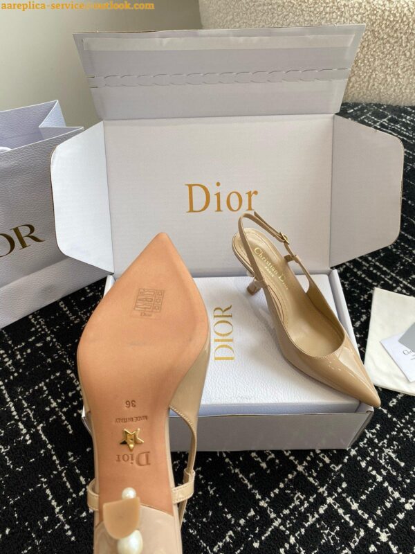 Replica Dior Tribales Pumps Slingback 80mm in Nude Patent Calfskin 28