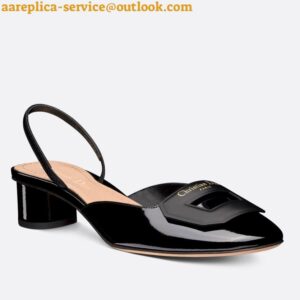 Replica Dior Day Slingback Pumps 35MM in Black Patent Calfskin 2