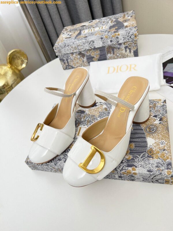 Replica Dior C'est Slingback Pumps 80MM in White Patent Calfskin 11