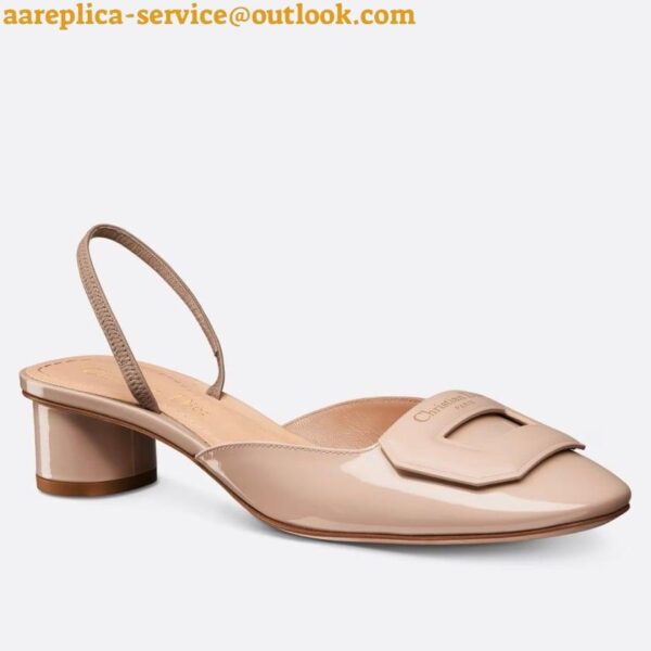 Replica Dior Day Slingback Pumps 35MM in Nude Patent Calfskin 4