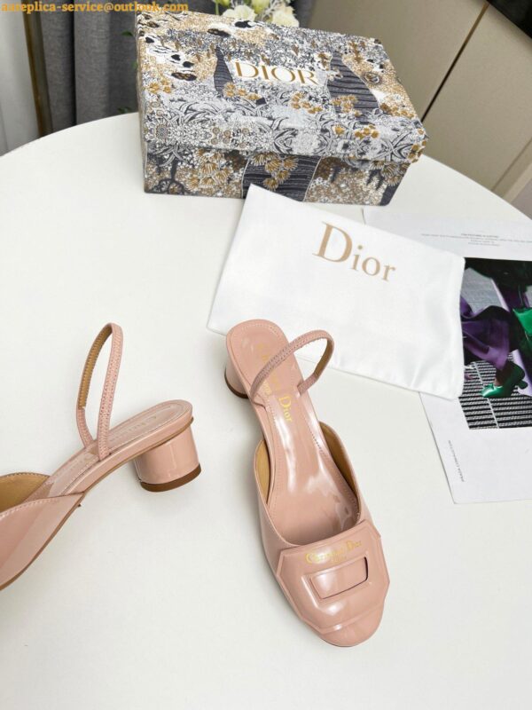 Replica Dior Day Slingback Pumps 35MM in Nude Patent Calfskin 6