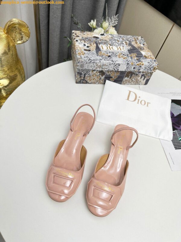 Replica Dior Day Slingback Pumps 35MM in Nude Patent Calfskin 7