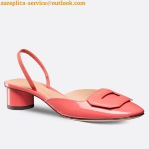 Replica Dior Day Slingback Pumps 35MM in Pink Patent Calfskin