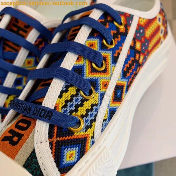 Replica Dior Walk'n'Dior Sneakers In Multicolor Embroidered Canvas 5