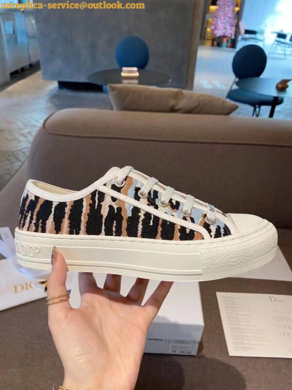 Replica Dior Walk'n'Dior Sneakers In Multicolor Tie Embroidered Cotton 5