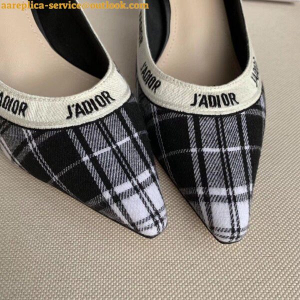 Replica Dior J'Adior Pumps 65mm In Black and White Tartan Fabric 7