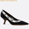 Replica Dior J'Adior Slingback 100mm Pumps In Black Houndstooth Embroidery 2