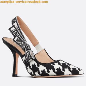 Replica Dior J'Adior Slingback 100mm Pumps In Black Houndstooth Embroidery