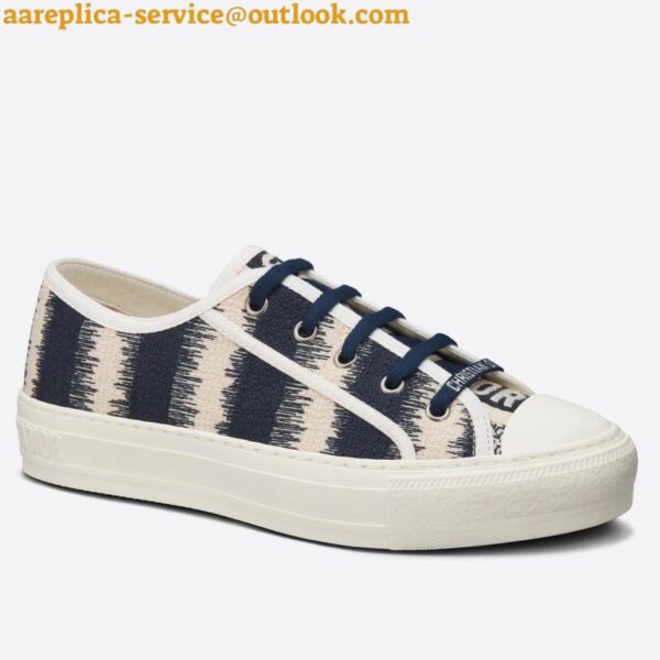 Replica Dior Walk'n'Dior Sneakers In Navy Blue D-Stripes Embroidered Cotton 3