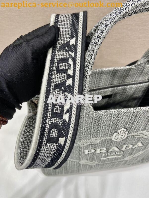 Replica Prada Medium Logo Ricamo Jacquard Tote 1BA342 Black 6
