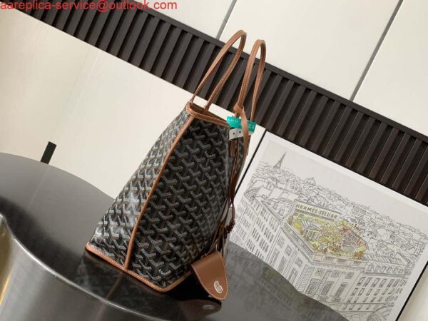 Replica Goyard ANJOUSPMLCG03TY01P Anjou PM Bag Black and Tan 4