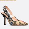 Replica Dior J'Adior Slingback Pumps 100mm In Black Macrame Cotton 2