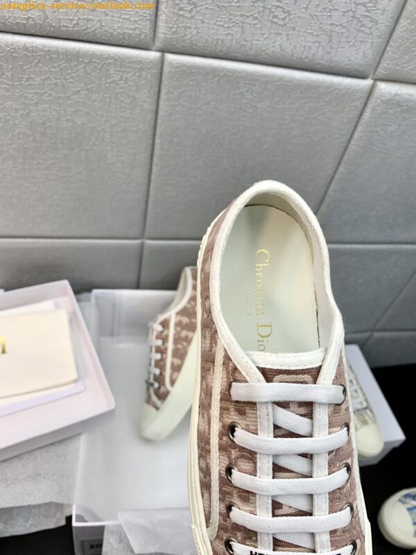 Replica Dior Walk'n'Dior Sneakers In Nude Oblique Embroidered Cotton 9