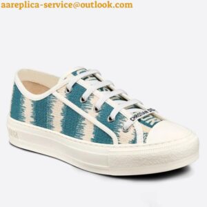 Replica Dior Walk'n'Dior Sneakers In Ocean Blue D-Stripes Embroidered Cotton