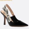 Replica Dior J'Adior Slingback Pumps 100mm In Black Petites Fleurs Embroidered Cotton 2