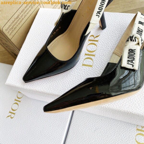 Replica Dior J'Adior Slingback Pumps 100mm In Black Patent Calfskin 9