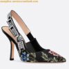 Replica Dior J'Adior Slingback Pumps 100mm In Black Suede With Strass 2