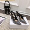 Replica Dior J'Adior Slingback Pumps 100mm In Black Technical Fabric 2