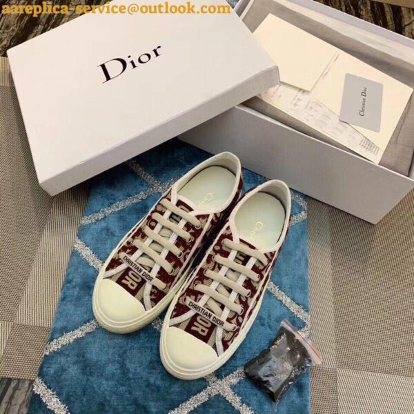 Replica Dior Walk'n'Dior Sneakers In Red Oblique Embroidered Cotton 4