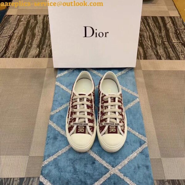 Replica Dior Walk'n'Dior Sneakers In Red Oblique Embroidered Cotton 6