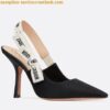 Replica Dior J'Adior Slingback Pumps 100mm In Black Suede With Strass