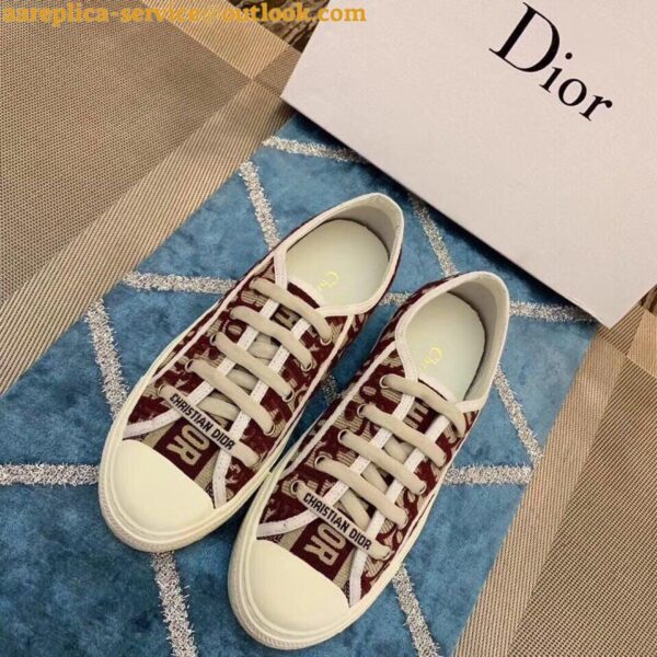 Replica Dior Walk'n'Dior Sneakers In Red Oblique Embroidered Cotton 11