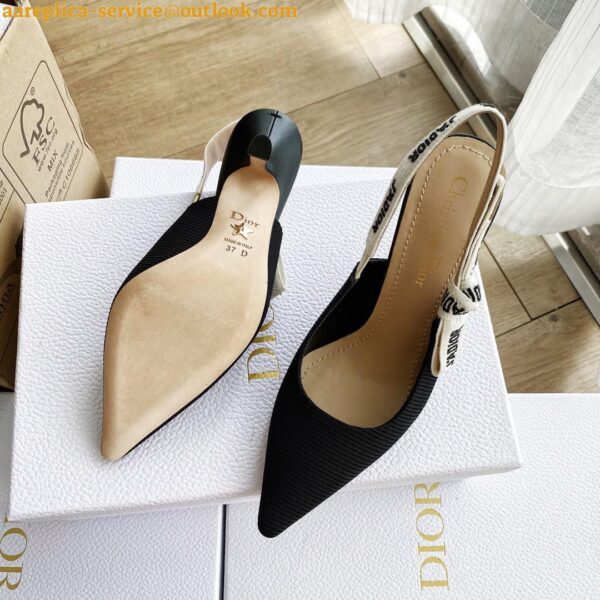 Replica Dior J'Adior Slingback Pumps 100mm In Black Technical Fabric 10