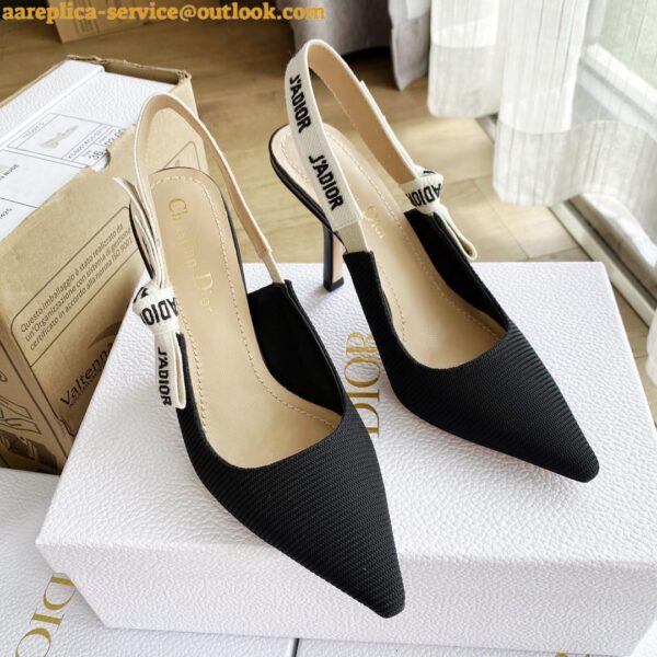 Replica Dior J'Adior Slingback Pumps 100mm In Black Technical Fabric 12