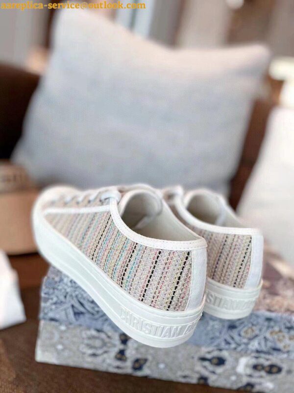 Replica Dior Walk'n'Dior Sneakers In Thread Embroidered Cotton 5