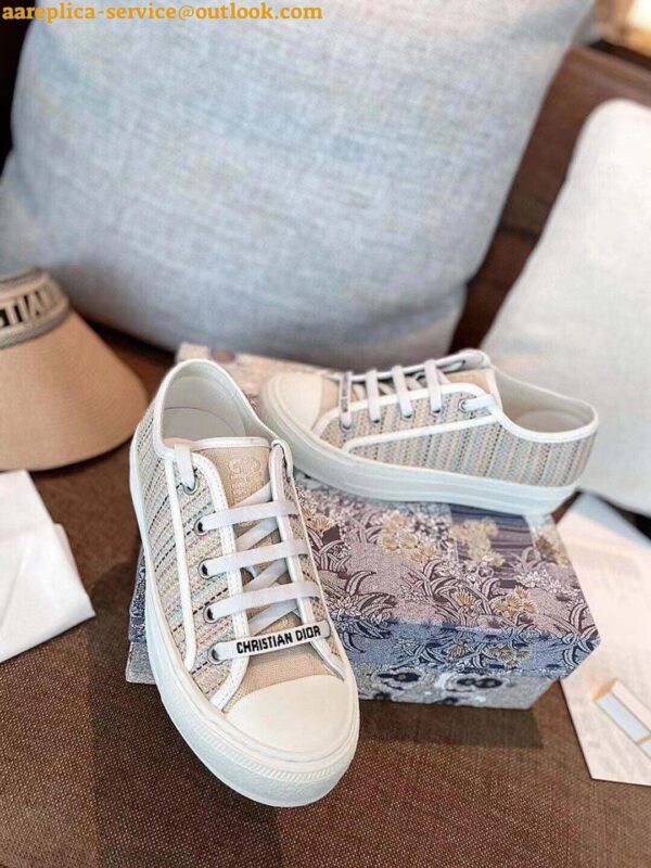 Replica Dior Walk'n'Dior Sneakers In Thread Embroidered Cotton 7