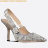 Replica Dior J'Adior Slingback Pumps 100mm In Gold Toile de Jouy Cotton