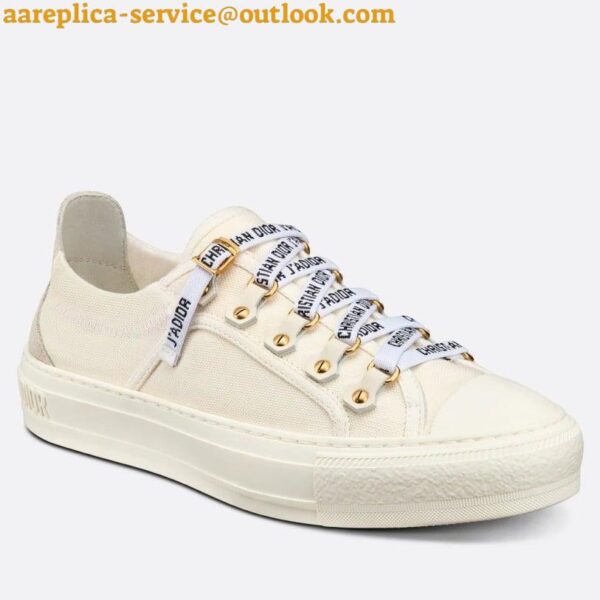 Replica Dior Walk'n'Dior Sneakers in White Canvas and Suede Calfskin 3