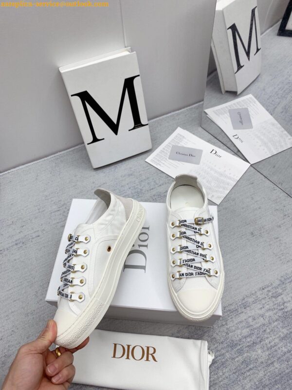 Replica Dior Walk'n'Dior Sneakers in White Canvas and Suede Calfskin 5