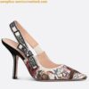 Replica Dior J'Adior Slingback Pumps 100mm In Gray Toile de Jouy Reverse