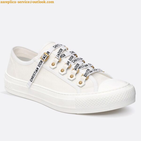 Replica Dior Walk'n'Dior Sneakers In White Cotton Canvas 3